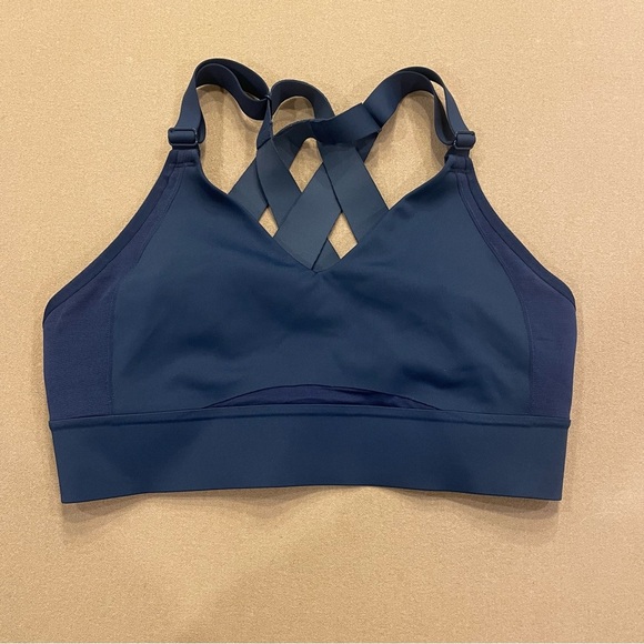 Brooks Drive Interlace Run Bra Navy Blue Size 32C/D - Picture 1 of 9